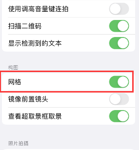 王下乡苹果手机维修网点分享iPhone如何开启九宫格构图功能 