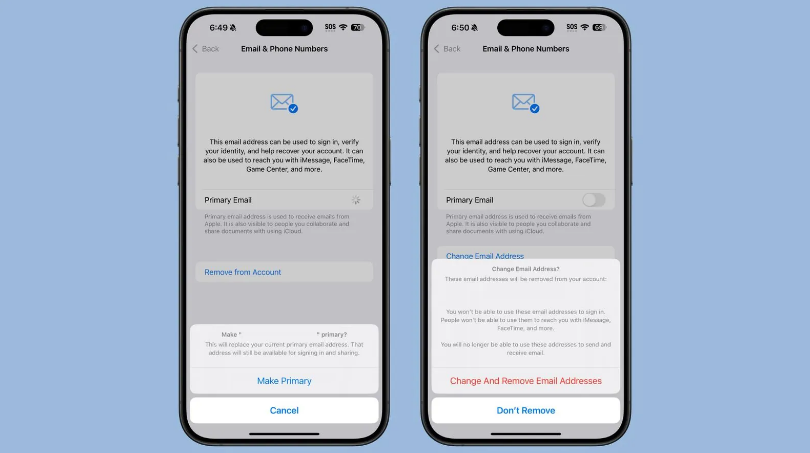 王下乡苹果手机维修分享苹果 iOS 18.1 支持设置“主要”邮箱地址并更改 iCloud 邮箱 