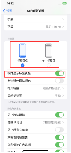 王下乡苹果手机维修分享Safari浏览器如何切换标签栏位置 